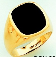 Men's Black Onyx Ring 10KT or 14KT Yellow or White Gold Open Back #102